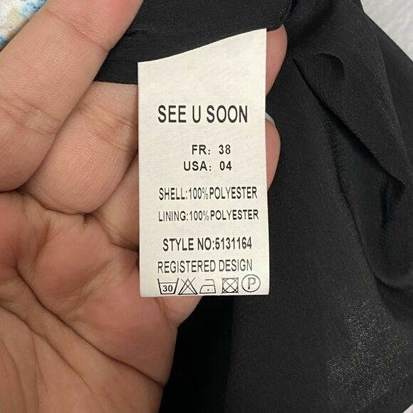 See U Soon Beige Paint Print Tulip Mini Skirt Size 4 - Picture 7 of 7